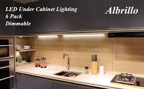 Albrillo Under Cabinet Lighting Kit Dimmable Under Counter Led Light Strips For Kitchen Closet Shelf Cupboard Warm White 3000k Plug In 6 Pack Amazon Com