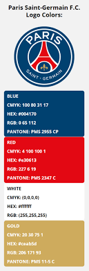 There are 3 types of kits home, away, and the third kit. Paris Saint Germain F C Team Colors Hex Rgb Cmyk Pantone Color Codes Of Sports Teams