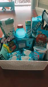 Buying gifts for friends is a thoughtful way to show them how much you care. Blue Gift Basket Diy Best Friend Gifts Birthday Gifts For Best Friend Blue Gift Basket
