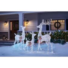 Show off your love for the holidays to your neighbors with christmas outdoor décor. Home Accents Holiday 3 Piece Fantasleigh Outdoor Christmas Deer Family With Led Cool White Lights Ty594 2014 The Home Depot