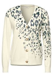 Cecil Leo Print Cardigan Birch White Boutique En Ligne Cecil