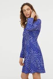 Creped Dress Cornflower Blue Floral Ladies H M Us Dresses Short Dresses Sun Dress Casual