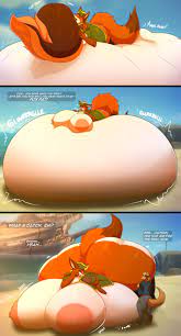 2022 absorption vore absurd res anthro asaneman ass belly big  belly big breasts big butt breast expansion breasts butt expansion canid  canine dialogue digestion digital media (artwork) duo english
