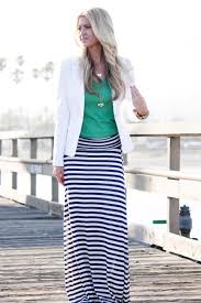 Black And White Striped Maxi Skirt Outfit Ideas Now In Stock Maxi Skirt Outfits Fashion Elle Apparel