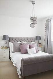 Love The Combination Of White Bedding With Grey And Mauve Cushions Pink Bedroom Decor Bedroom Interior Bedroom Design