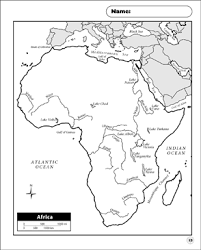 6 coloring pages of maps. Physical Map Africa Printable Maps Skills Sheets