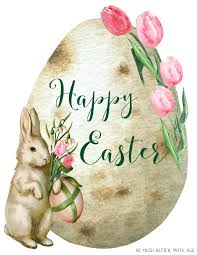 White rabbit sniffs spring flowers. Happy Easter Spring Printable Video So Much Better With Age