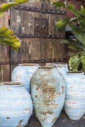 503 194 01 Large Turkish Odemis Olive Oil Pot Blue