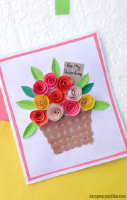Diy Rolled Paper Roses Valentines Day Or Mother S Day Card Diy Mother S Day Crafts Paper Roses Flower Crafts