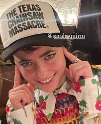sooooo there's this girl… absolutely repping from NYFW to SNL to  Texas—@sarahsquirm is SERVING in The Texas Chainsaw Massacre hat 👀🔥 We  ⛓️🪚❤️ you! Who else needs this hat? Drop a ⛓️🪚👇 #