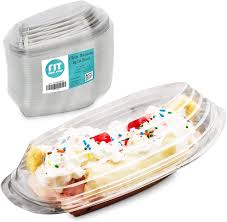 This dish is great for making your favorite banana split dessert. Amazon Com 100 Pack Banana Split Boat Plate 8oz And 12oz Clear Pet Plastic Disposable Ice Cream Sundae Splits Bowl Tray For Gelato Parlors Cafes Parties Home And Restaurants Dessert Bowls