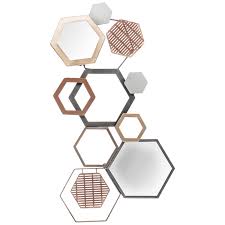 Find the perfect mirror for any space. Hexagonal Metal And Mirrored Wall Art