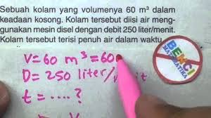 Soal matematika kelas 5 tentang debit dan kunci jawaban. Belajar Debit Matematika Sd Youtube