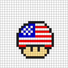 Idéal pour apprendre à dessiner. Usa Flag Mushroom By Tashar H On Kandi Patterns Pixel Art Pixel Art Pattern Pixel Art Templates