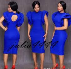 Royal Blue Cocktail Dresses 2018 New Robe De Bal Courte Cap Sleeve Party Prom Dresses Short High Neck Unique Design Short African Fashion African Dress Fashion