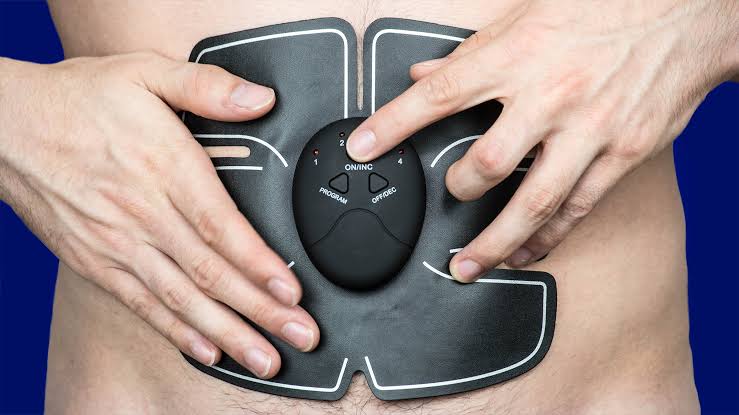 A standard electronic muscle stimulation (EMS) pad designed for the abdominal area, AI generated