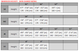 Hockey Shin Guard Size Chart Warrior