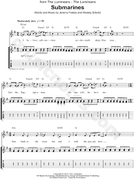 The Lumineers Submarines Guitar Tab In G Major Download Print Sheet Music The Lumineers Music Help