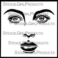 Delicate Face 6 inch by 6 inch Stencil (S807) by Andrea Matus deMeng for  StencilGirl