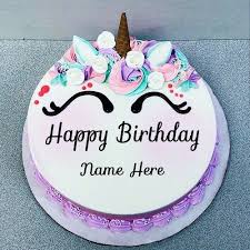 Happy Birthday Cake Images With Name And Photo Chocolate Unicorn Cake With Name In 2020 Unicorn Birthday Cake Happy Birthday Chocolate Cake Happy Birthday Cakes