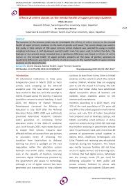 PDF) Effects of online classes on the mental health of upper primary  students