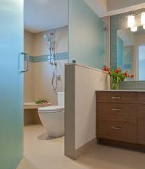 Neo shower with knee walls. Half Wall To Divide Frosted Glass For Privacy Between Shower And Bathroom Half Wall Shower Shower Remodel Small Shower Remodel