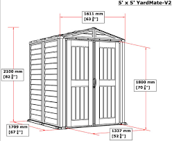 The advanced yardmate plus 5' wide x 5' deep shed is the perfect size for most backyards or patios as an extra storage space. Duramax 5x5 Yardmate Plus Vinyl Shed W Floor 35525