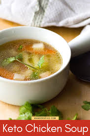Keto Chicken Soup With Jicama Cubes Wanderspice Recipe Keto Chicken Soup Keto Chicken Recipes