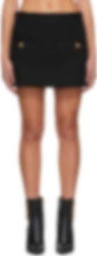Fermeture par un bouton et une fermeture éclair. Balmain Jupe Trapeze En Tweed Noire Ssense France