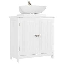 The spacesaver's three wide, flat slat shelves provide a stable storage surface for linens, toiletries or decorative bath accessories. Bathroom Vanity Under Sink Cabinet Space Saver With Double Doors And Adjustable Shelves White Buy Online In Bahamas At Bahamas Desertcart Com Productid 113232517