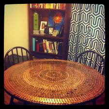 Handmade Penny Table Resin Poured Overtop Penny Decor Penny Table Penny Table Tops