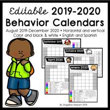 Fully Editable 2019 2020 Clip Chart Behavior Calendars