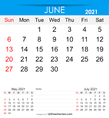 Free printable in pdf format. Free June 2021 Printable Calendar