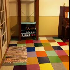 Multicolored Floor Using Vinyl Composition Tile Basement Flooring Options Tile Basement Floor Marmoleum Floors