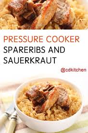 Pressure Cooker Spare Ribs And Sauerkraut Recipe From Cdkitchen Com Sauerkraut And Ribs Recipe Pressure Cooker Pork Spareribs And Sauerkraut Recipe