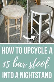How To Upcycle A Bar Stool Into Narrow Bedside Table Making Manzanita Bedside Table Diy Diy Furniture Table Narrow Bedside Table