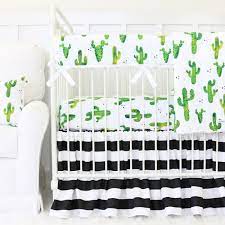 Our fitted crib sheets feature elastic all the way around with deep pockets and sturdy stitching to hug mattresses securely and hold up after many wash cycles. Modern Cactus Crib Bedding With Black White Striped Crib Skirt Crib Bedding Boy Crib Bedding Girl Baby Bedding Sets