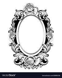 Wood framed with graceful curves make a bold style statement. Vintage Round Frame With Rose Flowers Decor Vector Antique Ornamented Mirror Accessory Intricated Decorati Picture Frame Tattoos Mirror Tattoos Framed Tattoo