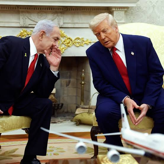 Israeli Prime Minister Benjamin Netanyahu meeting with former President Donald Trump during his visit to Washington D.C.
