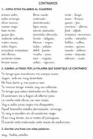 Contrarios Primer Ciclo De Primaria Razonamiento Verbal Sinonimos Y Antonimos Practicas Del Lenguaje