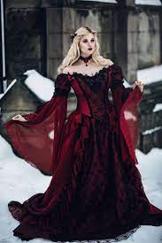 Gothic Winter Wedding Sleeping Beauty Red And Black Sparkle Fantasy Set With Cape Custom Xs 2x In 2020 Fantasy Gowns Gothic Wedding Dress Model Outfits