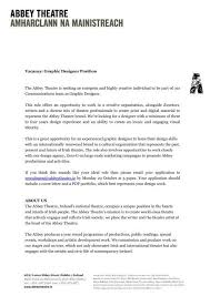 No problem — here's the solution. Graphic Designer Job Description Abbey Theatre