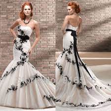 Enchanting Black And White Mermaid Wedding Dresses Sweetheart Low Back Lace Sash Corset C Black Lace Wedding Dress Black Lace Wedding Black White Wedding Dress