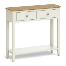 All console tables can be shipped to you at home. Oak Top Cream Painted Console Table Roseland Furniture
