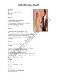 You can brush my hair, undress me everywhere imagination, life is your creation i'm a barbie girl in the barbie world life in plastic, it's fantastic! Barbie Girl By Aqua Esl Worksheet By Aguila