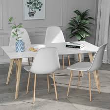 Cada vez son más las personas que apuestan por aportar a su hogar ese. Vadim Sillas Comedor Blanca Nordica Juego De 4 Silla Diseno Nordico Retro Sillas Salon Modernas Robusta Madera De Haya Imitacion Pies De Metal Comedor Sillas