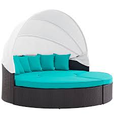 Courtyard casual outdoor round daybed with canopy is another great option for restaurants, cafes, pool areas and home outdoor. Quest Espresso Turquoise Canopy Outdoor Patio Daybed Eei 983 Exp Trq Set 1stopbedrooms