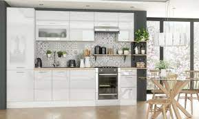 Kitchen set complete unit units oak york grey gloss 360 cm respekta. White High Gloss Kitchen 8 Unit Cabinet Larder Set Soft Close 300 Cm Chrome Rosi For Sale Online Ebay