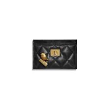 Black And Gold Card Holder 2 55 Card Holder Black Aged Calfskin Charms Gold Tone Metal Default View See Full Sized Version Gold Tone Metal Calf Skin Small Leather Goods