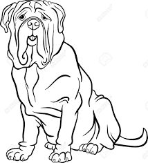 Vector drawing is isolated from the background. Black And White Cartoon Illustration Of Cute Neapolitan Mastiff Black And White Cartoon Cartoon Illustration Black And White Dog